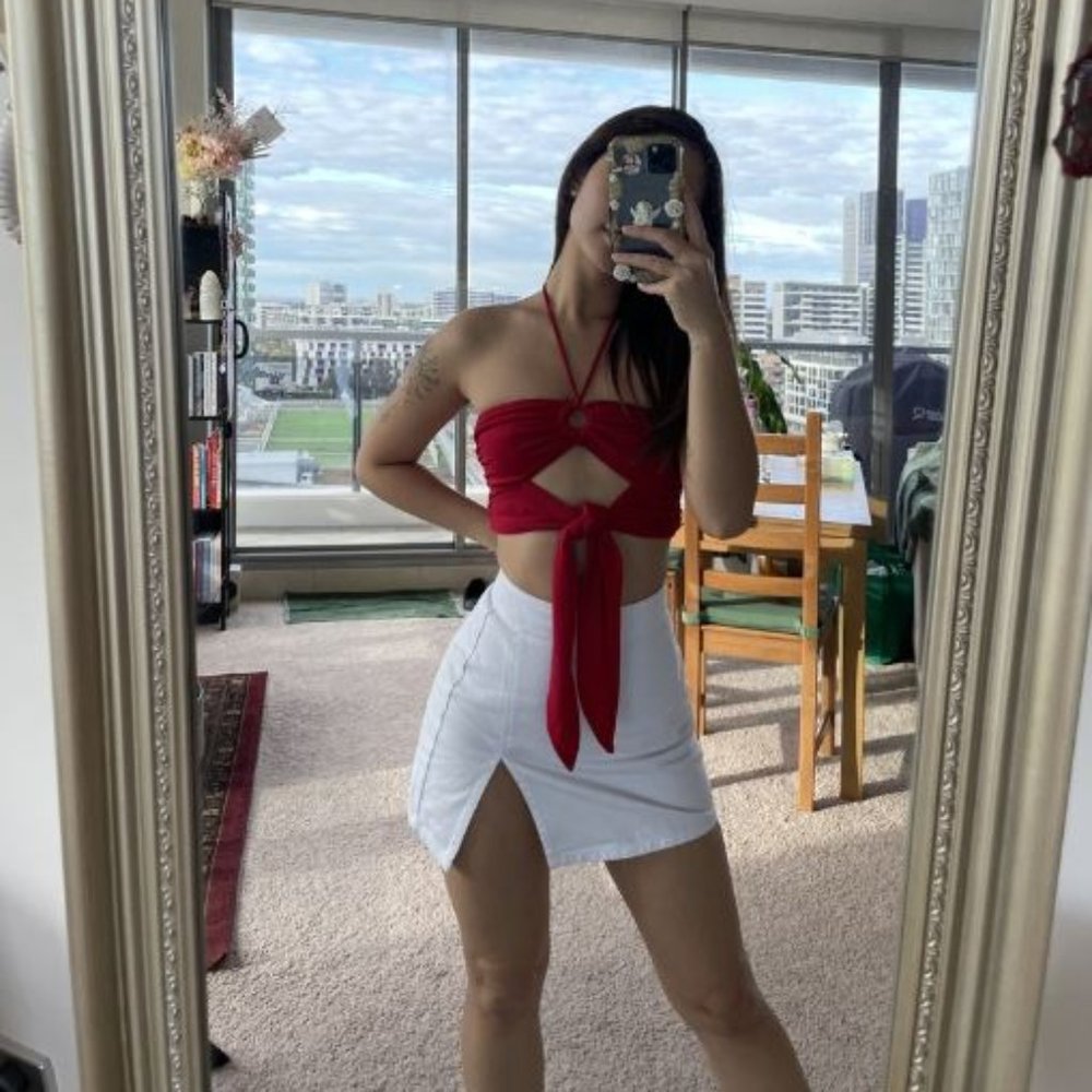 Loriella Ring Detail Crop Top Red - Princess Polly